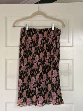 Vintage Floral Silk Skirt | 28” waist